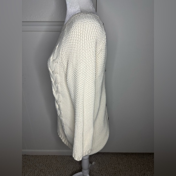 Cynthia Rowley Cream Crew Neck Sweater with Cable Knit size L - Picture 3 of 8
